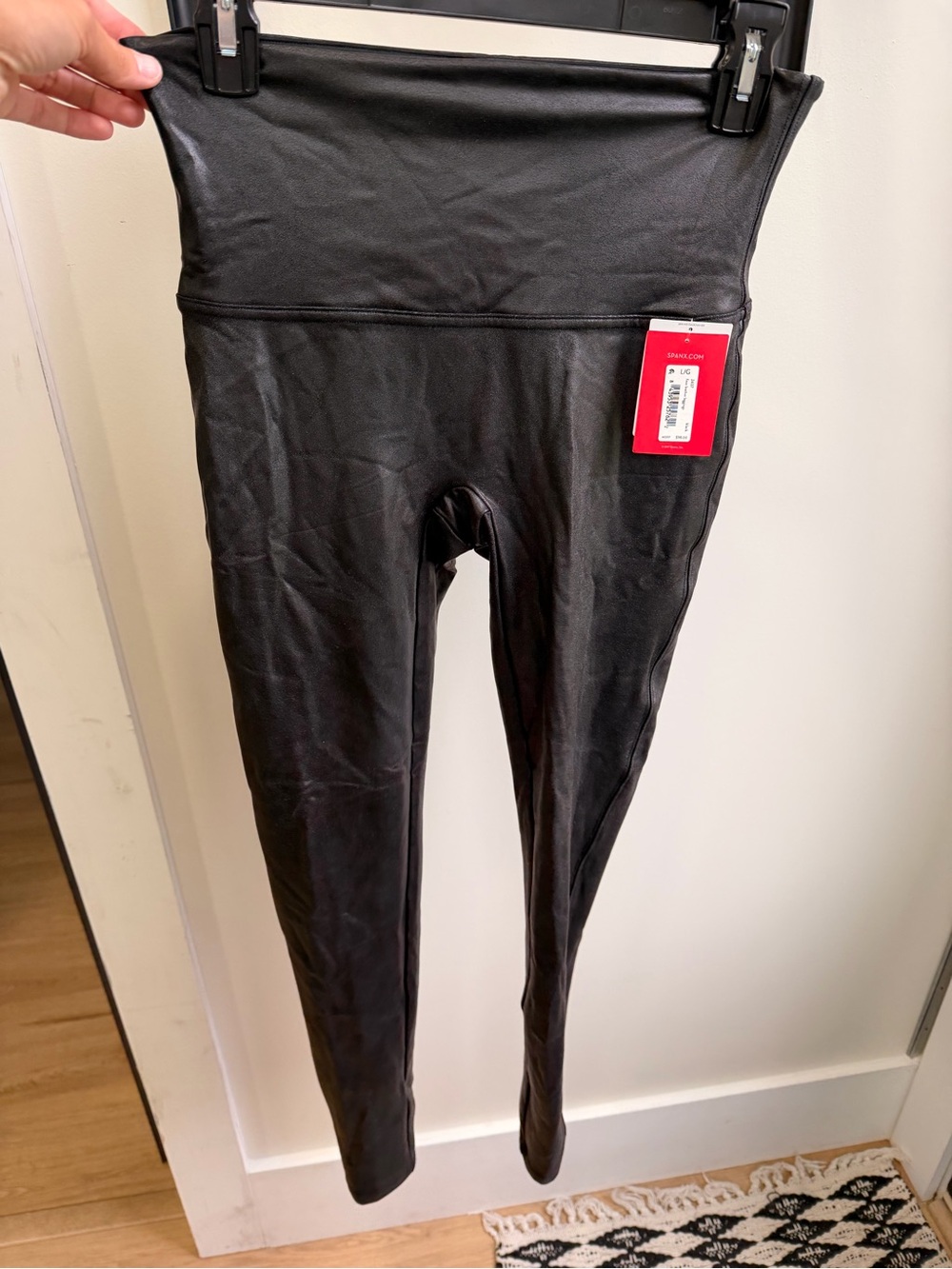 SPANX Black Faux Leather-Look Leggings